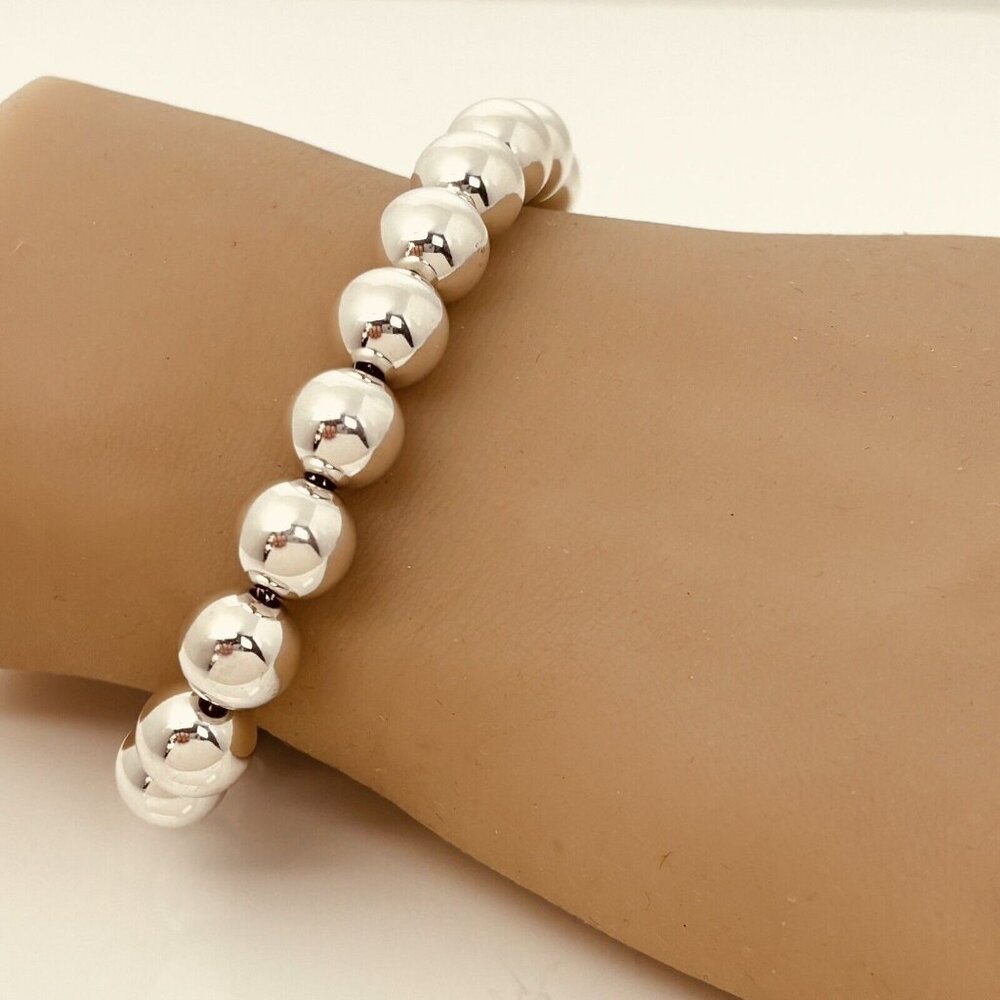 Medium 7.5" Tiffany & Co HardWear Ball Bracelet in Sterling Silver 10mm Bead